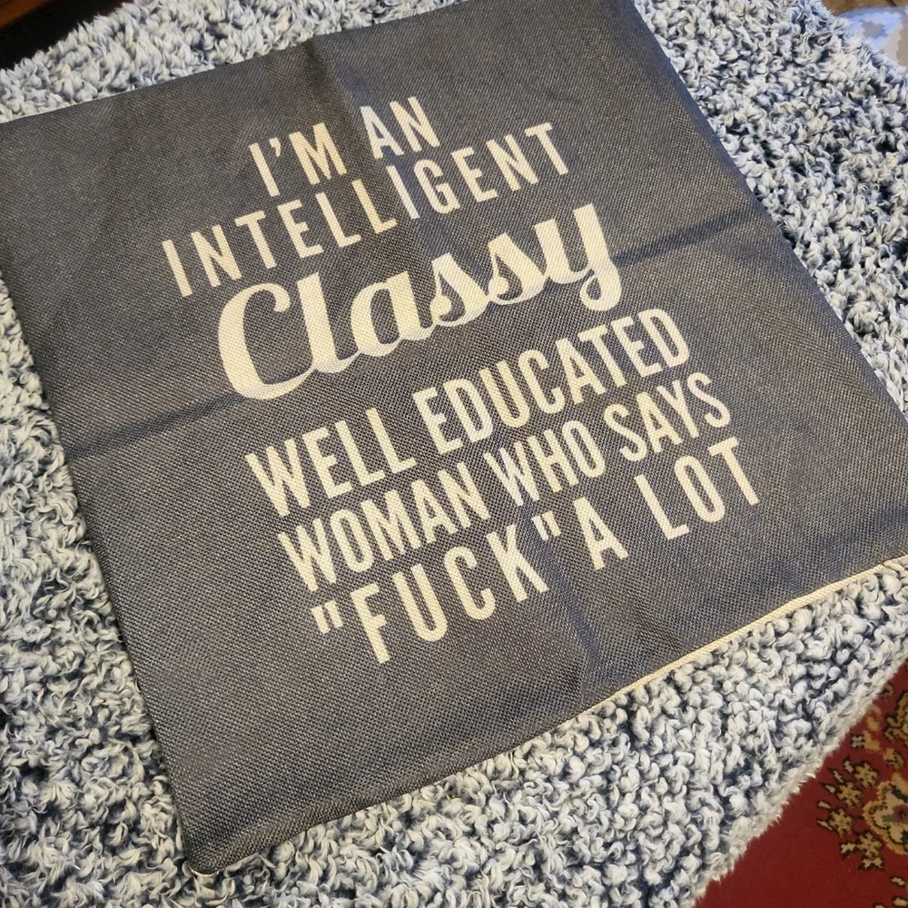 Classy Intelligent Woman Funny Quote Accent Pillow Cover - NWOT